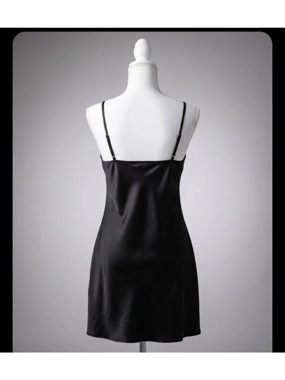 Ladaire Black Silk/Spandex Slip Chemise Short Dress Minimalist Side Slit Women S - Picture 2 of 5